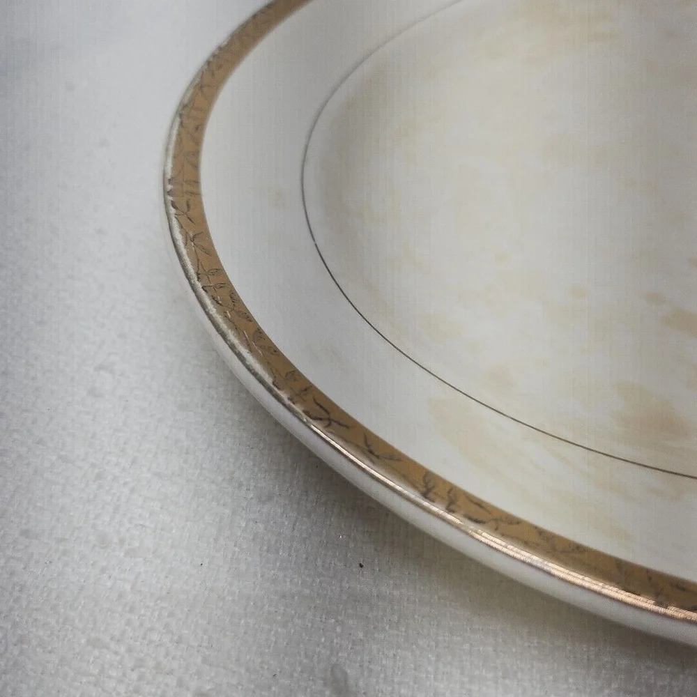 Vintage 22K Gold Rare Oval Serving Dish The Etched Design Sebring Pottery USA - Picture 5 of 16